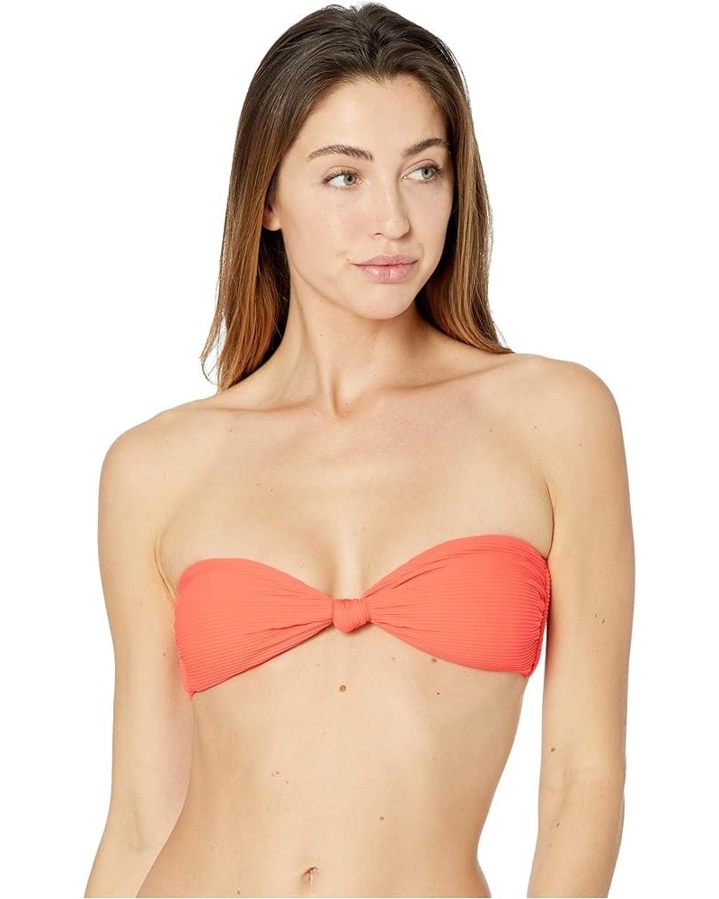 Women's Standard Bandeau Bikini Top Hot Coral Tanlines $26.57 Swimsuits