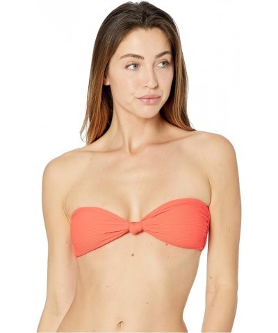 Women's Standard Bandeau Bikini Top Hot Coral Tanlines $26.57 Swimsuits