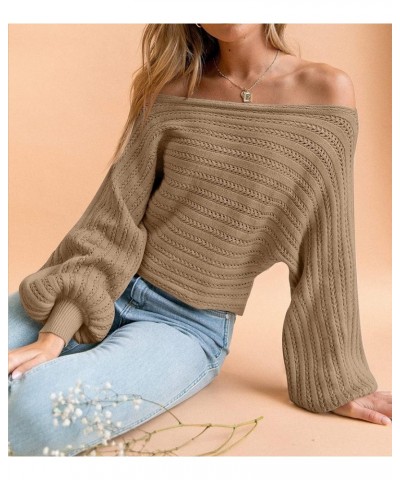 Women's 2024 Fall Casual Long Sleeve Crew Neck Cable Knit Loose Pullover Sweater Jumper Top Camel $24.35 Sweaters