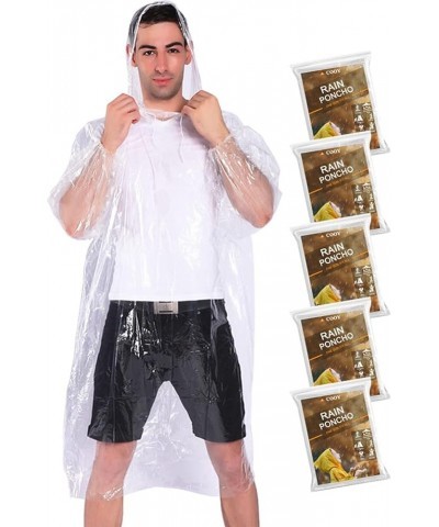 Rain Ponchos,with Drawstring Hood （10 Pack） Emergency Disposable Rain Ponchos Family Pack for Adults,Clear 5 Pack-clear $10.9...