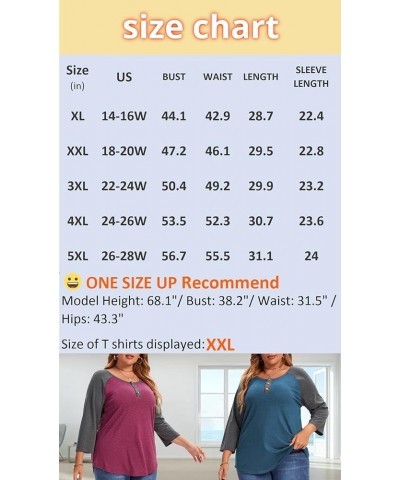 Plus Size Summer Tops for Women 3/4 Sleeve V Neck Blouses Button Down Blouse Black $10.60 Tops