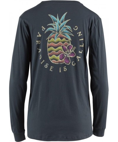 Women's Pineapple Paradise Long Sleeve Boyfriend Tee Ebony $13.83 T-Shirts