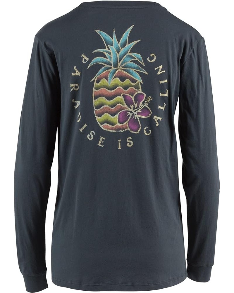 Women's Pineapple Paradise Long Sleeve Boyfriend Tee Ebony $13.83 T-Shirts