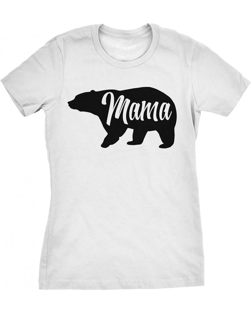 Womens Mama Bear T Shirt Cute Funny Best Mom of Boys Girls Cool Mother Tee White $10.39 T-Shirts