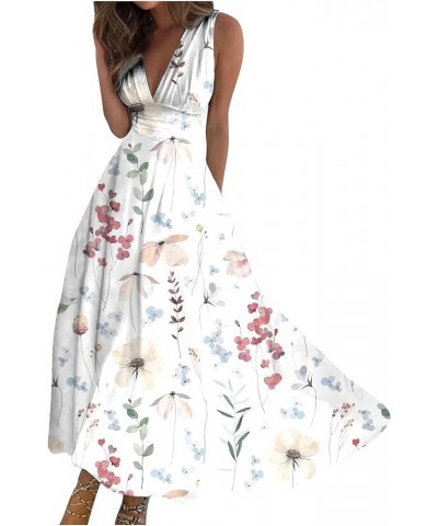 Dresses for Women 2024 Summer Casual Sleeveless Sundresses Beach V Neck High Waist Maxi Dress Printed Boho Dress 4-pink $18.3...