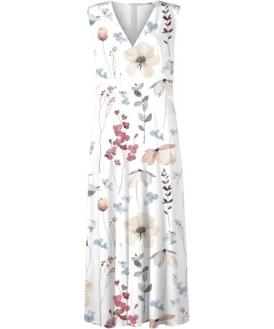 Dresses for Women 2024 Summer Casual Sleeveless Sundresses Beach V Neck High Waist Maxi Dress Printed Boho Dress 4-pink $18.3...