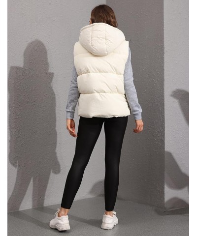 Black Puffer Vest Women Zip Up Lightweight Sleeveless Winter Outerwear Vests with Hood Beige $21.14 Vests