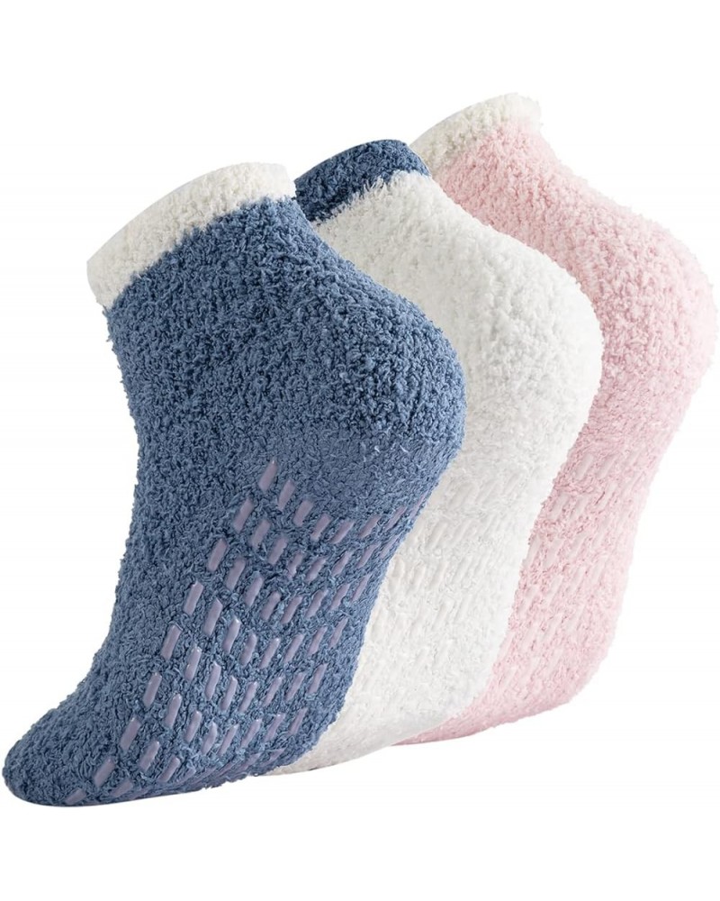 Non Slip Socks Hospital Socks with Grips for Women Grip Socks for Women Socks with Grips for Women Slipper Socks 3p2 Pink Whi...