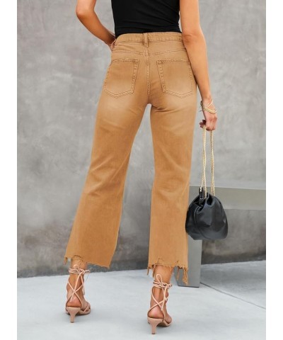 High Waisted Flare Jeans for Women Casual Bell Bottom Denim Pants Burnt Orange $20.21 Jeans