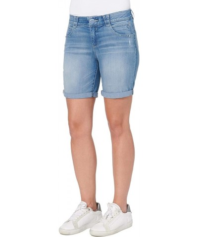 womens "Ab"solution Petite 6" Cuffed Denim Short Light Blue $29.00 Shorts