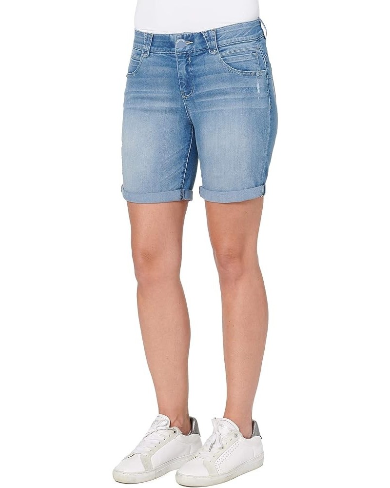 womens "Ab"solution Petite 6" Cuffed Denim Short Light Blue $29.00 Shorts