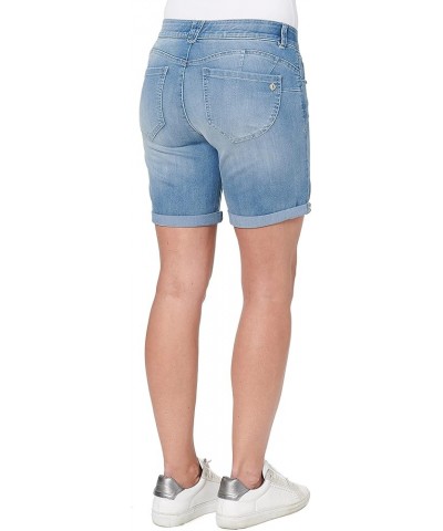 womens "Ab"solution Petite 6" Cuffed Denim Short Light Blue $29.00 Shorts