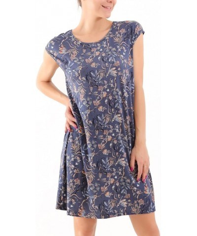 Women's Plus Size Dress Floral Printed Summer Casual Sundress Summer Loose Keyhole Stretch Boat Neck Short Dress Blue $10.15 ...