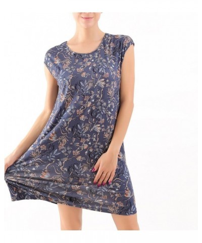 Women's Plus Size Dress Floral Printed Summer Casual Sundress Summer Loose Keyhole Stretch Boat Neck Short Dress Blue $10.15 ...