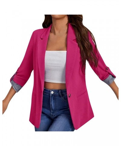 Women Business Casual Blazer Lapel Collar Long Sleeve Solid Color Cardigan Fashion Slim Fit Stripe Stitching Coat Top Hot Pin...