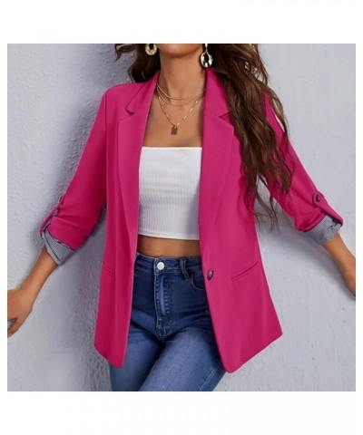 Women Business Casual Blazer Lapel Collar Long Sleeve Solid Color Cardigan Fashion Slim Fit Stripe Stitching Coat Top Hot Pin...