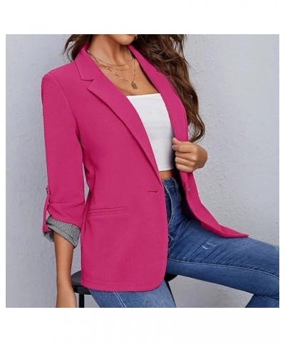 Women Business Casual Blazer Lapel Collar Long Sleeve Solid Color Cardigan Fashion Slim Fit Stripe Stitching Coat Top Hot Pin...