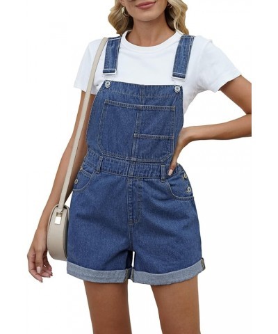 Women's Denim Shortalls Casual Adjustable Straps High Waist Bib Jeans Overalls Shorts Romper with Pockets A - Blue $19.74 Ove...