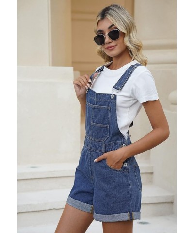 Women's Denim Shortalls Casual Adjustable Straps High Waist Bib Jeans Overalls Shorts Romper with Pockets A - Blue $19.74 Ove...