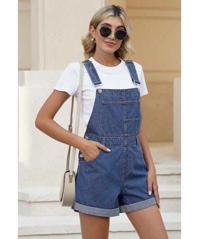 Women's Denim Shortalls Casual Adjustable Straps High Waist Bib Jeans Overalls Shorts Romper with Pockets A - Blue $19.74 Ove...