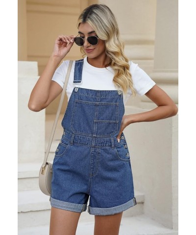 Women's Denim Shortalls Casual Adjustable Straps High Waist Bib Jeans Overalls Shorts Romper with Pockets A - Blue $19.74 Ove...