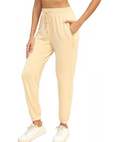 Cinch Bottom Sweatpants for Womens High Waisted Drawstring Jogger Pants with Zippered Pockets Khaki $9.89 Activewear