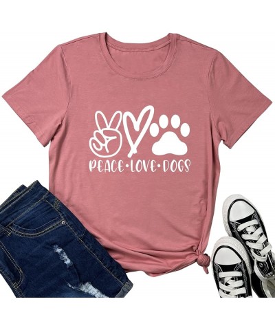 Dogs Graphic Tees for Women Teen Girls Tshirts Mauve $6.37 T-Shirts