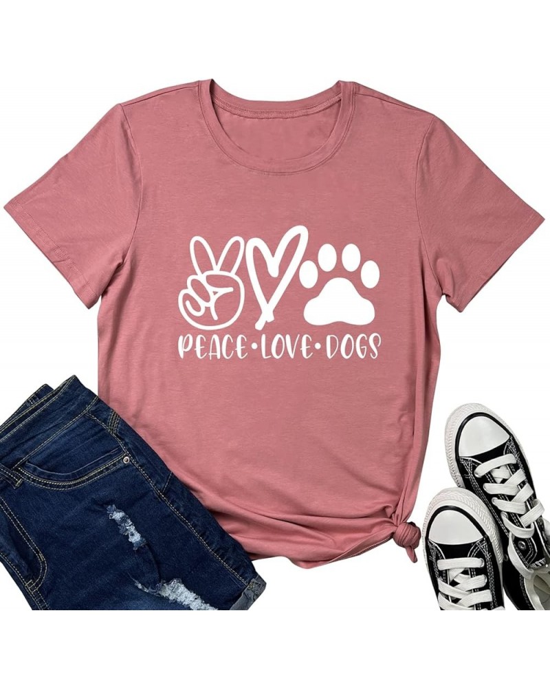 Dogs Graphic Tees for Women Teen Girls Tshirts Mauve $6.37 T-Shirts