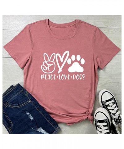 Dogs Graphic Tees for Women Teen Girls Tshirts Mauve $6.37 T-Shirts