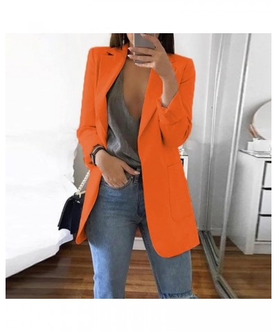 Andongnywell Women's Long Sleeve Slim Suit Jacket Clearance Open Blazer Fit Work Office Cardigan Coat Overcoats… Solid Orange...