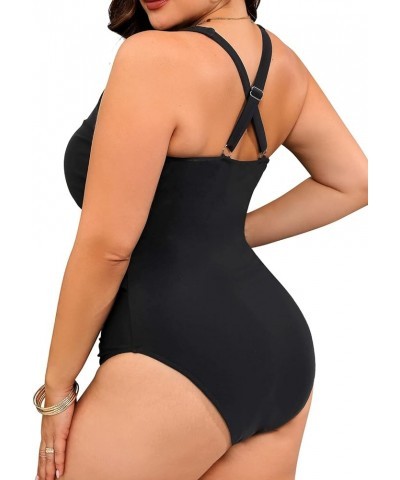 Plus Size Plunge One Piece Swimsuits for Women Sexy Bathing Suits Lace Up Swimwear Black 2 $19.32 Swimsuits