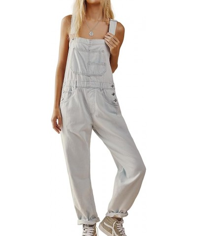 Women's Casual Denim Jumpsuit Adjustable Straps Bib Overalls Loose Jeans Pants Jumpsuits Romper with Pockets Bleach Blue $20....