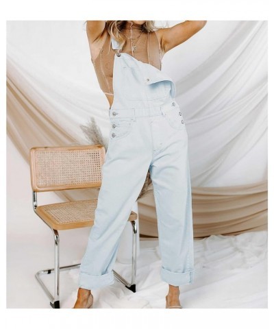 Women's Casual Denim Jumpsuit Adjustable Straps Bib Overalls Loose Jeans Pants Jumpsuits Romper with Pockets Bleach Blue $20....