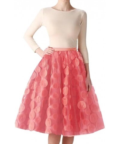 Women's A-line Layered Short Knee Length Night Out Bridal Prom Tulle Skirt Coral $25.50 Skirts