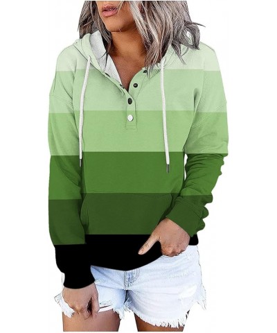 Hoodies for Women 2023 Button V Neck Sweatshirt Fall Casual Long Sleeve Hooded Pullover Trendy Drawstring Sweater Tops A06_gr...