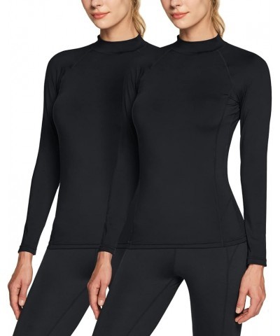 1 or 2 Pack Women's Thermal Long Sleeve Tops, Mock Turtle & Crew Neck Shirts, Fleece Lined Compression Base Layer Heat Core M...