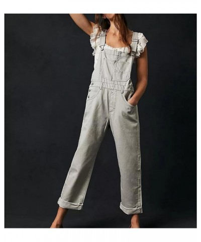 Women's Casual Denim Jumpsuit Adjustable Straps Bib Overalls Loose Jeans Pants Jumpsuits Romper with Pockets Bleach Blue $20....