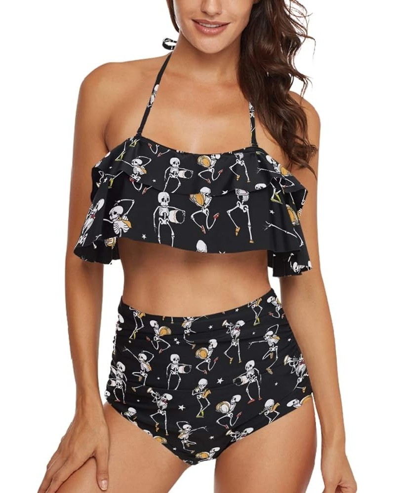 Woman's Sexy Printed Ruffled Top Sexy Halter 2 Piece Tankini Sexy Swimsuit Multi24 $14.02 Swimsuits