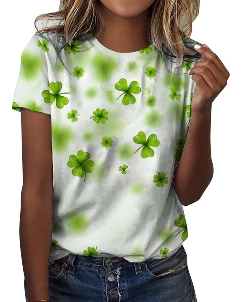 Womens Fashion Happy St. Patrick's Day Tops Graphic Casual Shamrock Irish Sexy Night Out Clover Blouses Crew Neck Mint Green ...