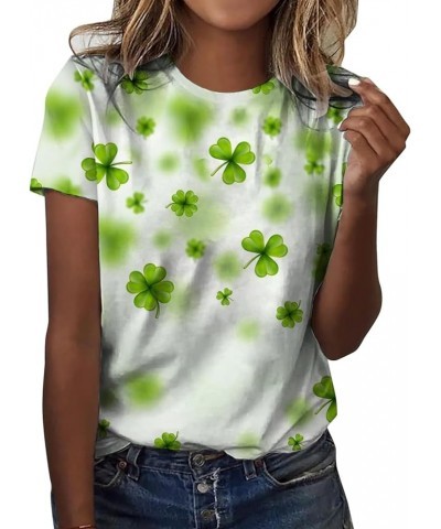 Womens Fashion Happy St. Patrick's Day Tops Graphic Casual Shamrock Irish Sexy Night Out Clover Blouses Crew Neck Mint Green ...