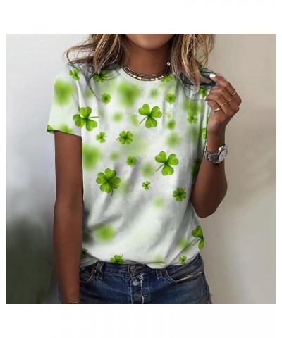 Womens Fashion Happy St. Patrick's Day Tops Graphic Casual Shamrock Irish Sexy Night Out Clover Blouses Crew Neck Mint Green ...