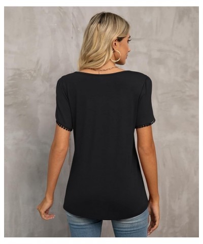 Women's Summer Casual Tunic Tops Petal Short Sleeve Loose Blouse T-Shirts Black $8.24 T-Shirts