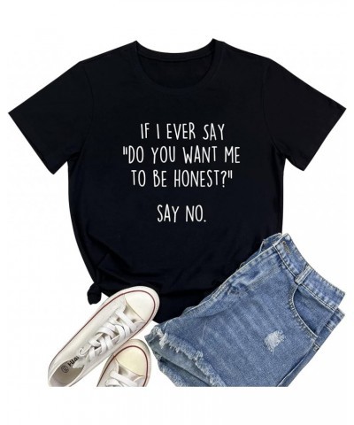 Women Funny Graphic T-Shirts Cute Tees Black $11.39 Tops