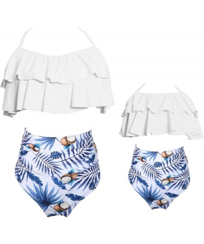 Mother Daughter Swimwear Family Matching Girls Swimsuit Women Bikini Set White Coconut $10.58 Swimsuits