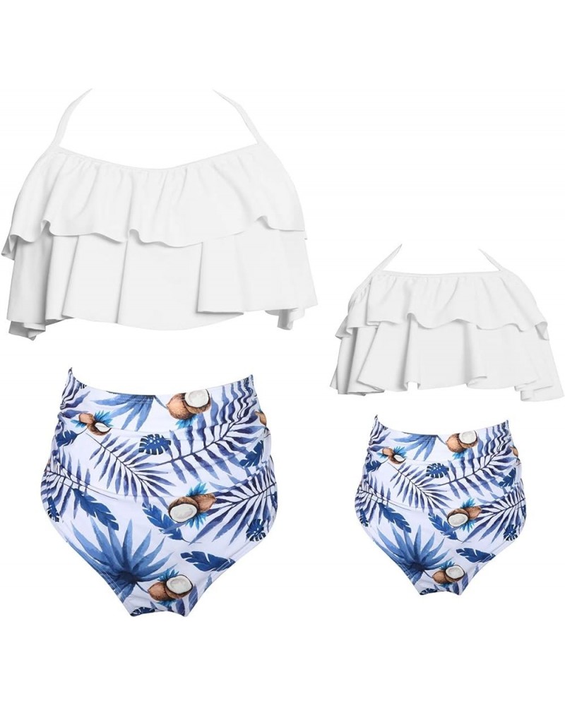 Mother Daughter Swimwear Family Matching Girls Swimsuit Women Bikini Set White Coconut $10.58 Swimsuits