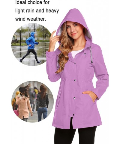 Womens Lightweight Hooded Waterproof Active Outdoor Rain Jacket S-XXL Light Purple $28.49 Jackets