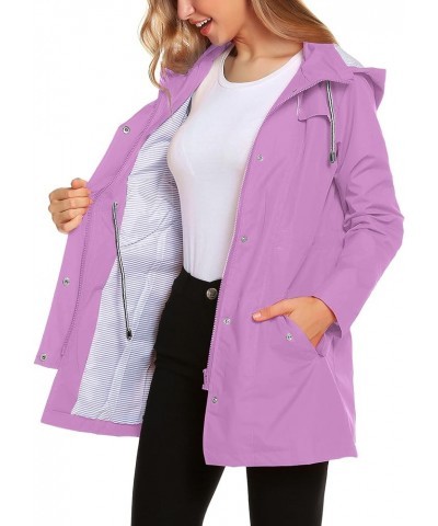 Womens Lightweight Hooded Waterproof Active Outdoor Rain Jacket S-XXL Light Purple $28.49 Jackets