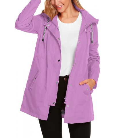 Womens Lightweight Hooded Waterproof Active Outdoor Rain Jacket S-XXL Light Purple $28.49 Jackets