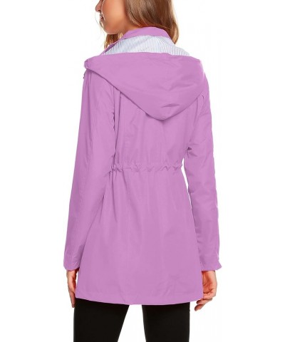 Womens Lightweight Hooded Waterproof Active Outdoor Rain Jacket S-XXL Light Purple $28.49 Jackets