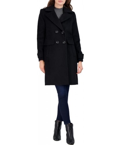 Double Breasted Walker Coat with Notch Lapel Black $17.22 Coats